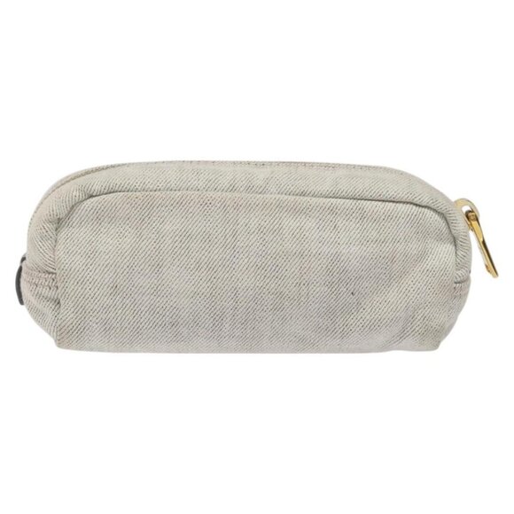 PRADA Pouch Canvas Gray Gold Auth ac3649 - Picture 3 of 16